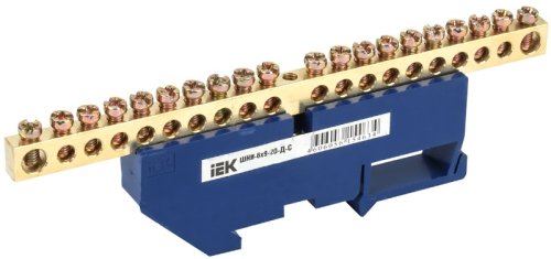 Шина неизолированная IEK N "ноль" ШНИ-6х9-20-Д-С 20 групп синий картинка 